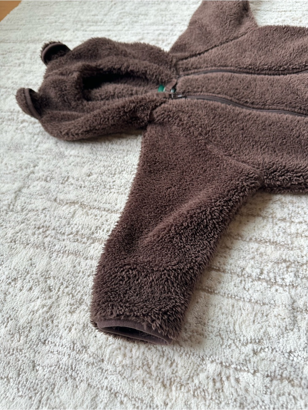 LL Bean Fleece Bunting One Piece Infant Baby 3-6 Months Zip Brown Teddy Bear - Picture 12 of 16
